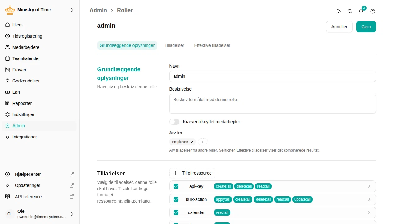 Tilpasning af en standardrolle