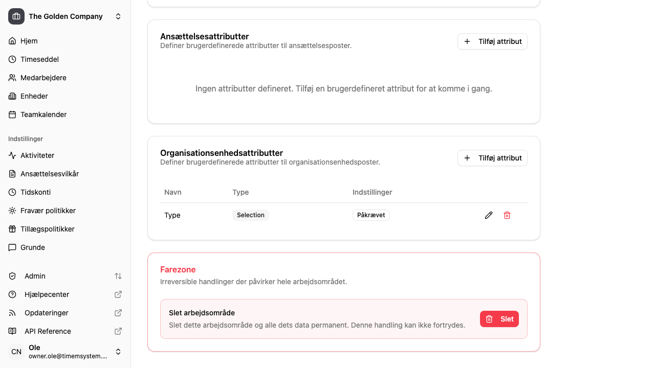 Farezone-sektion der viser mulighed for at slette arbejdsområde