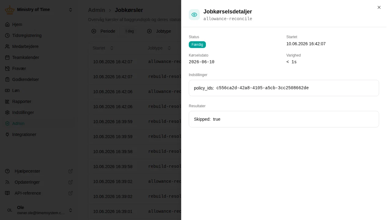 Jobkørselsdetaljer