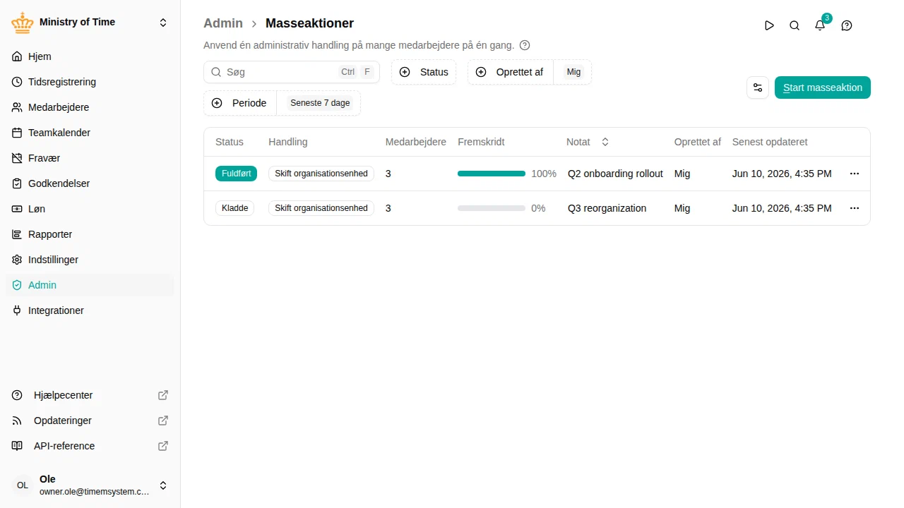 Listen over masseændringer