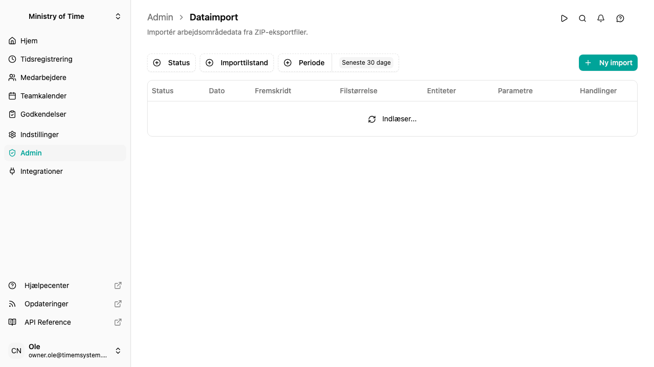 Dataimport-liste