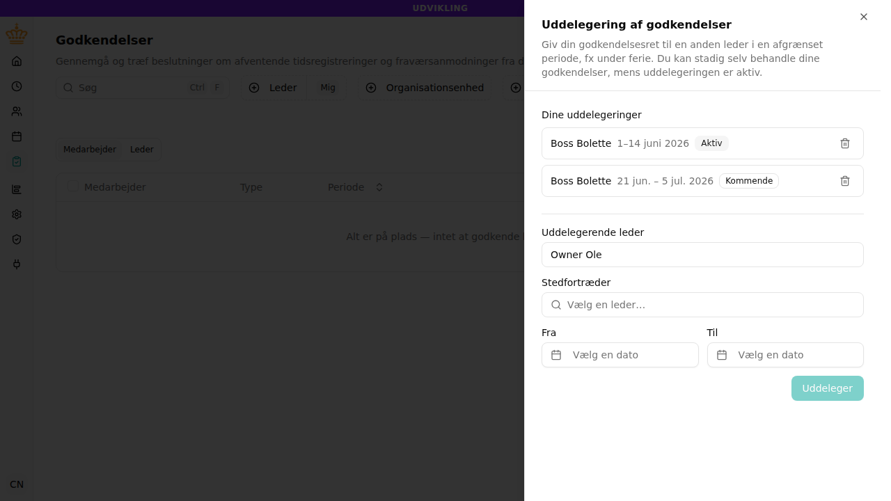 Opret en uddelegering af godkendelser
