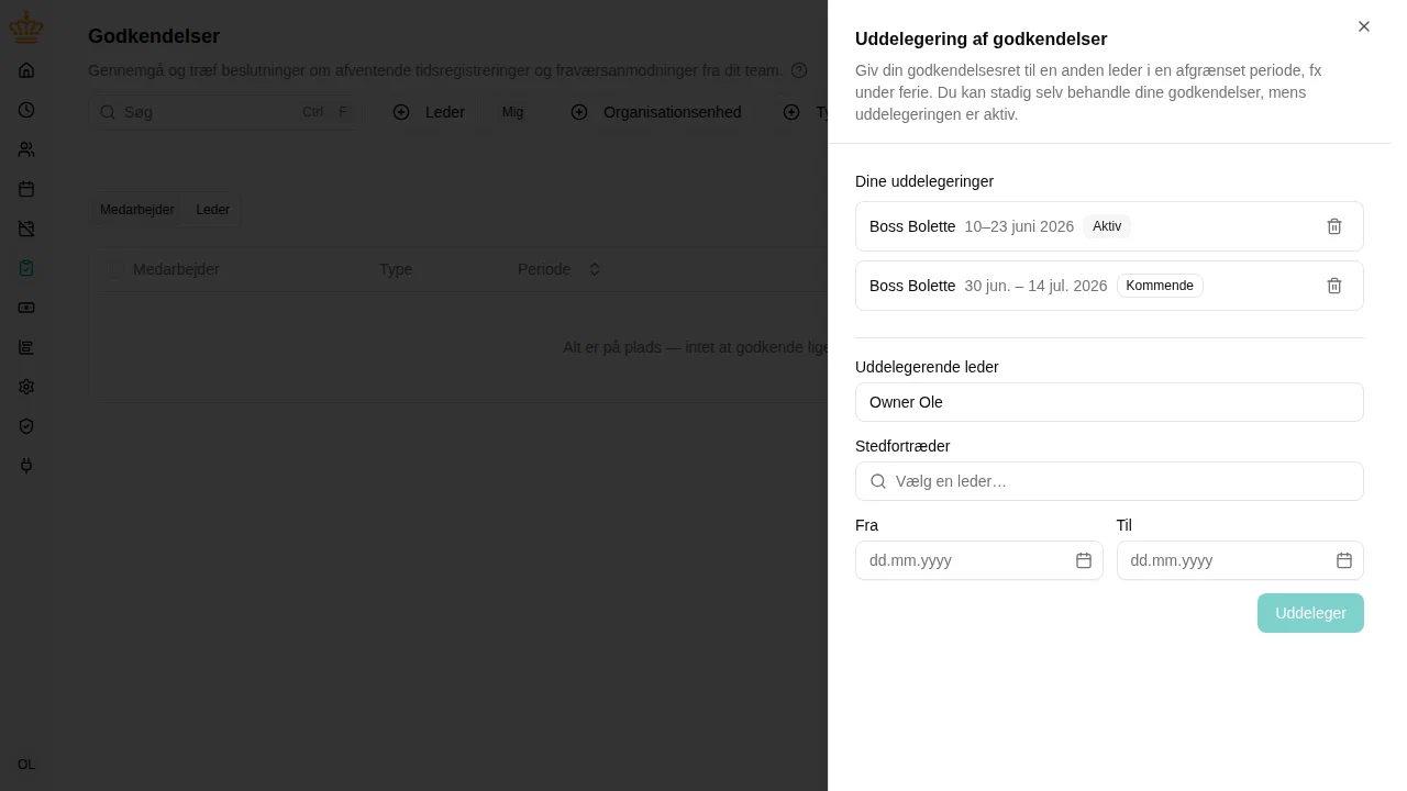 Opret en uddelegering af godkendelser