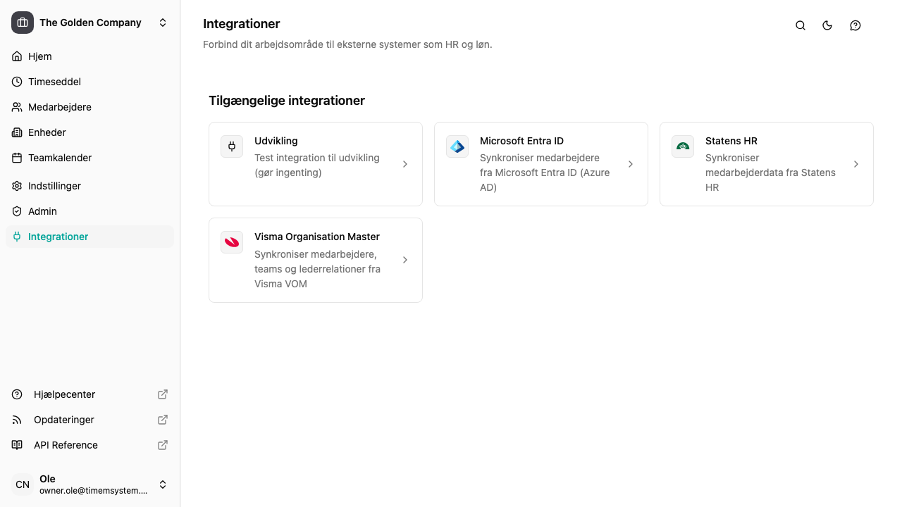Oversigt over integrationer
