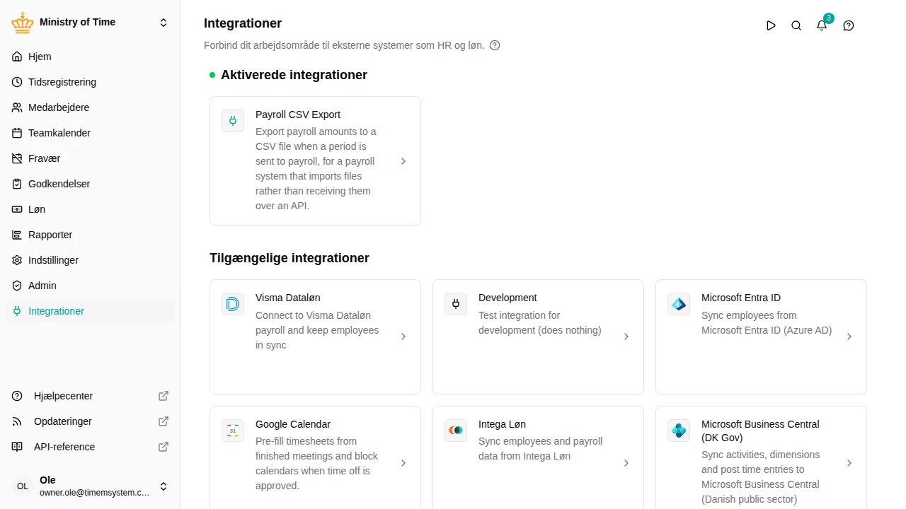 Oversigt over integrationer