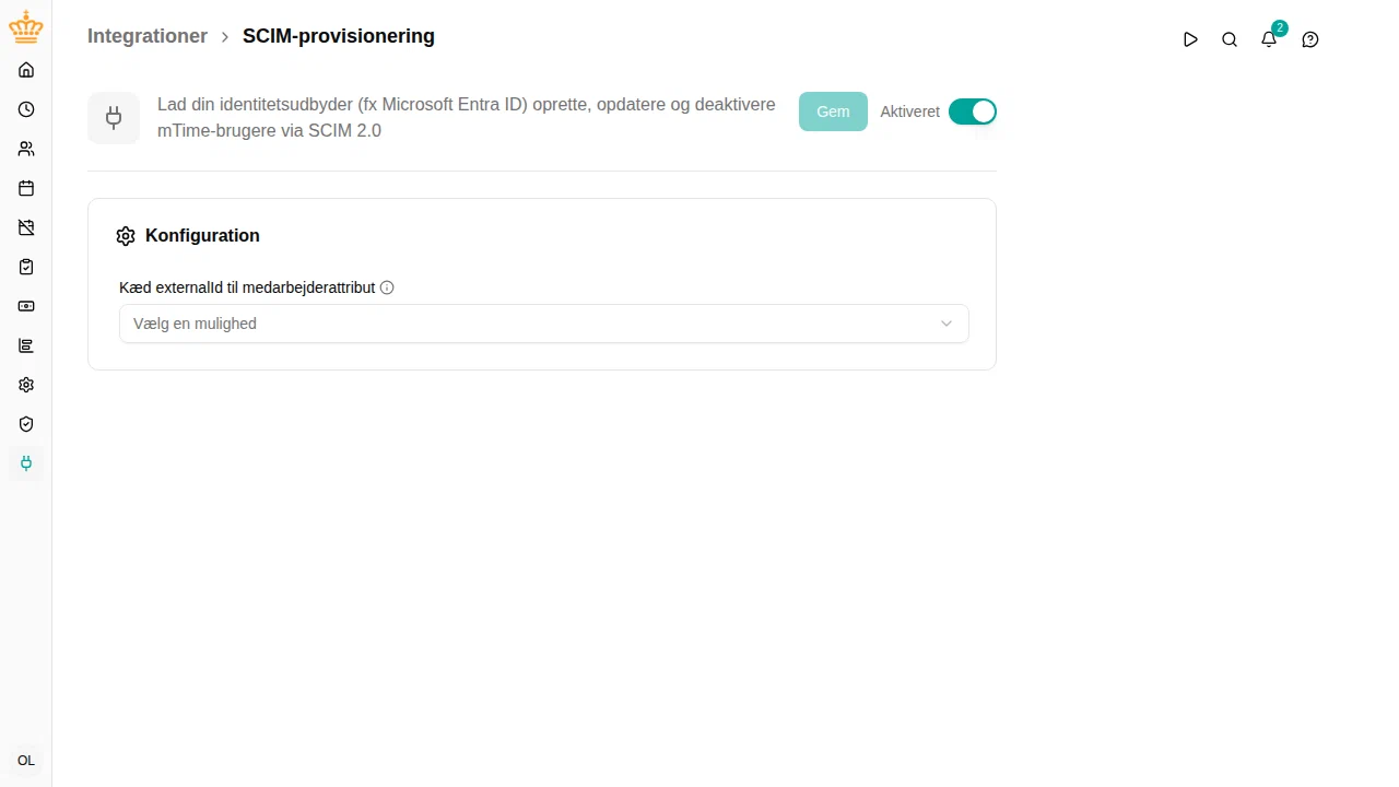 SCIM-provisioneringsintegrationen slået til