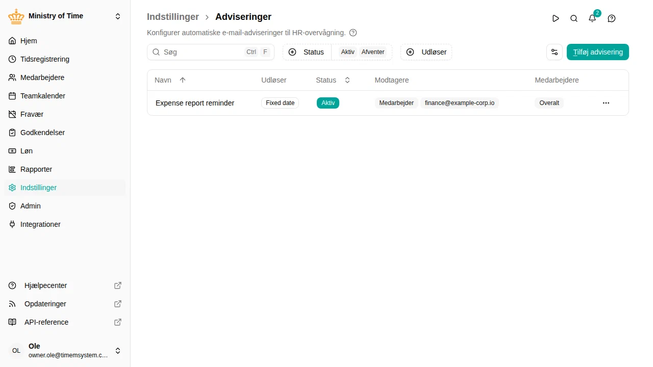 Liste over adviseringer