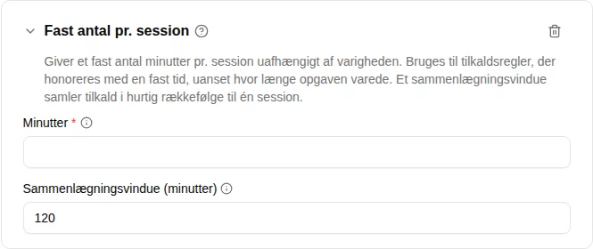 Konfiguration af beregneren Fast antal pr. session