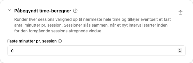 Konfiguration af beregneren Påbegyndt time