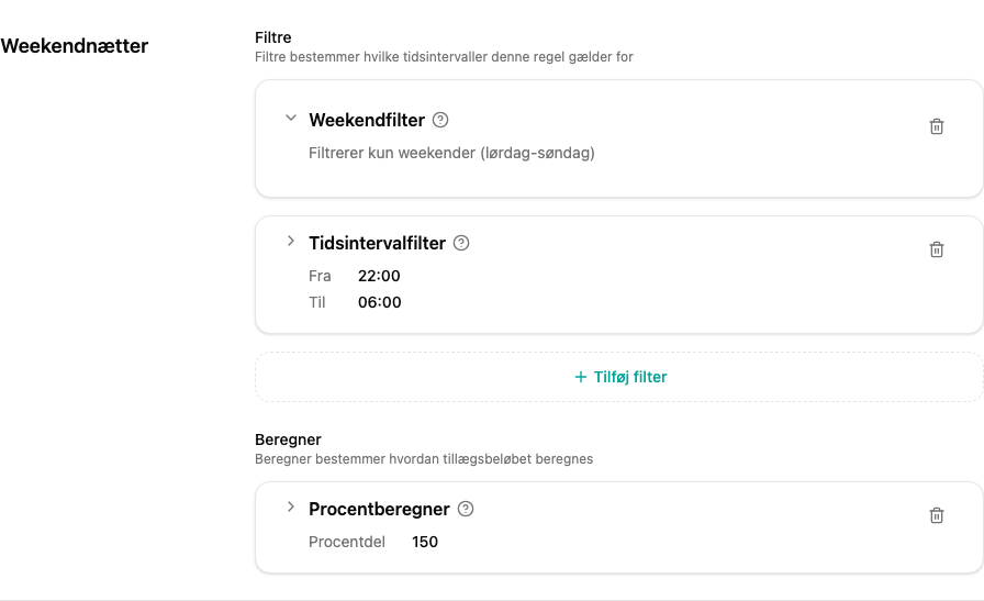 Regeleditor med to filtre og en procentberegner