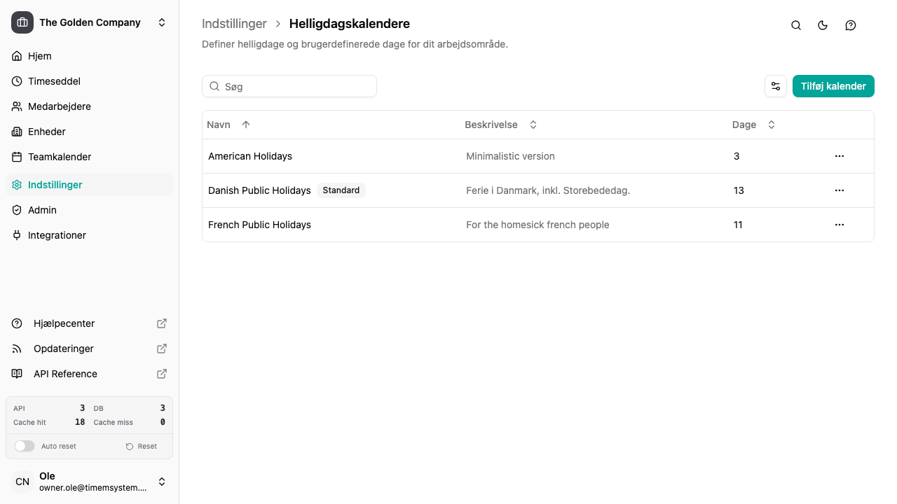 Liste over feriekalendere