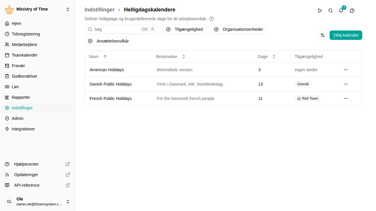 Liste over helligdagskalendere