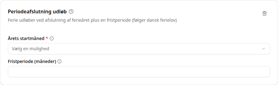 Konfiguration af plugin Periodeafslutning udløb