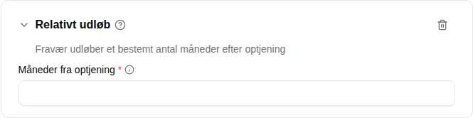 Indstillinger for pluginet Relativt udløb