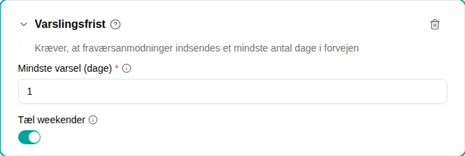 Indstillinger for varslingsfrist