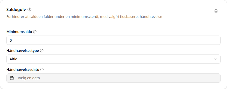 Konfiguration af minimumssaldo