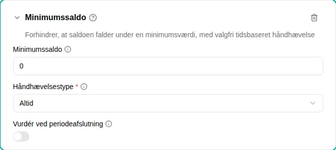 Indstillinger for minimumssaldo