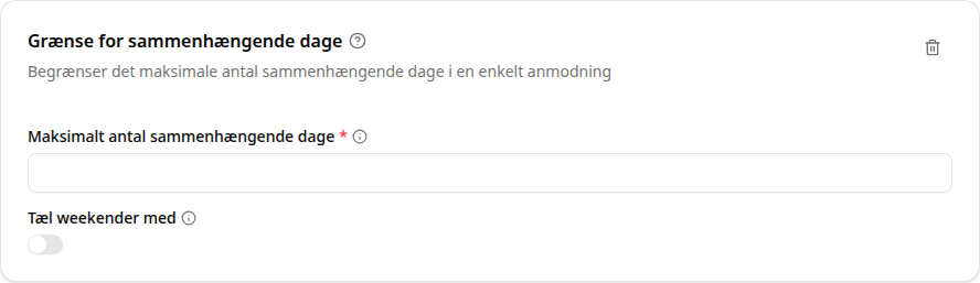 Konfiguration af begrænsning af sammenhængende dage