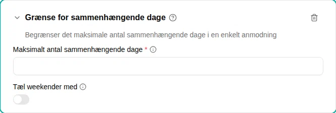 Indstillinger for grænse for sammenhængende dage