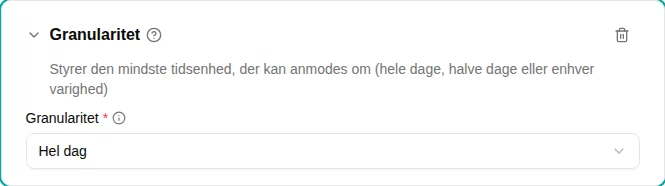 Indstillinger for granularitet