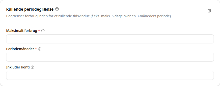 Konfiguration af rullende periodegrænse
