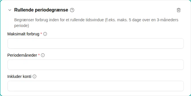 Indstillinger for rullende periodegrænse