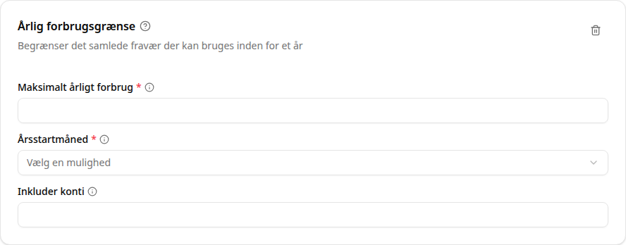 Konfiguration af årlig brugsgrænse