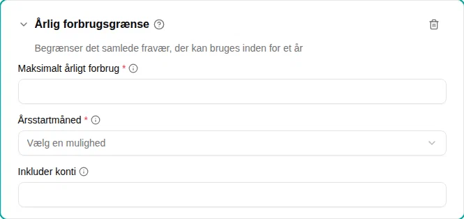 Indstillinger for årlig forbrugsgrænse