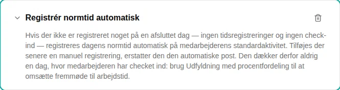 Konfiguration af pluginet Registrér normtid automatisk