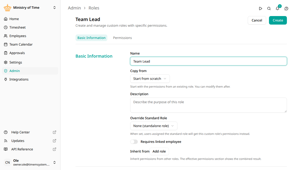 Creating a new custom role