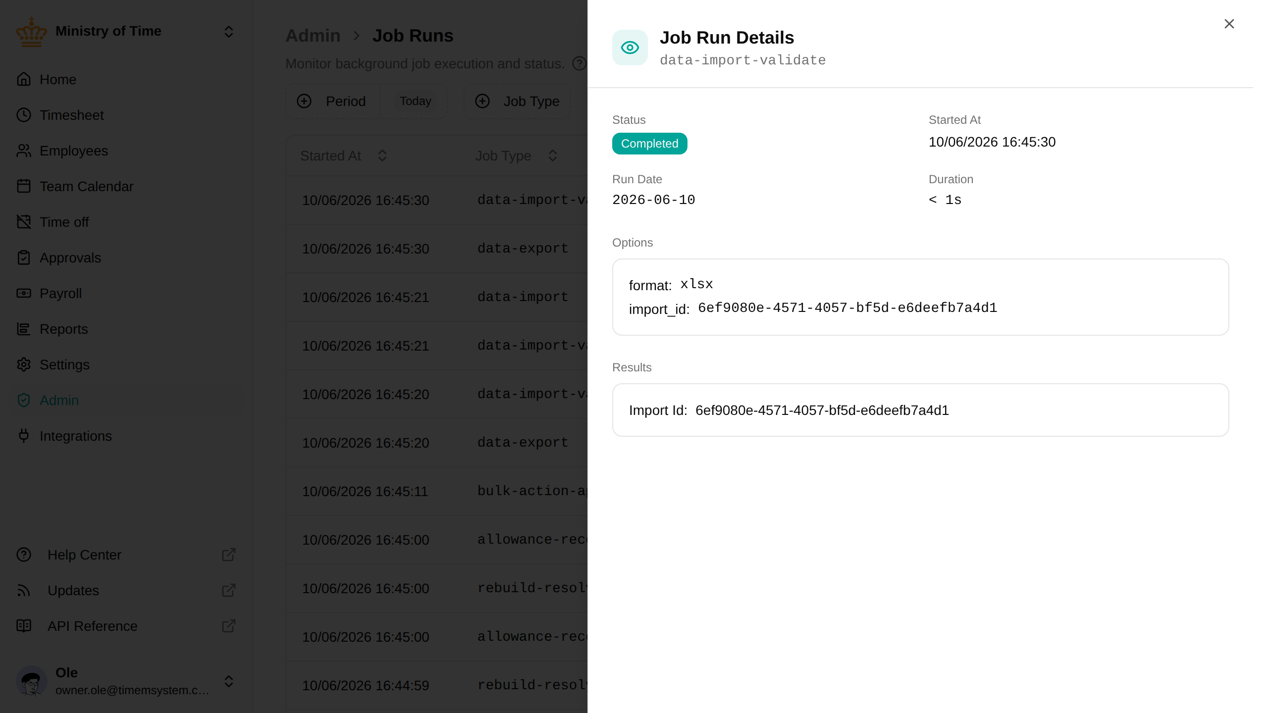 Job run details