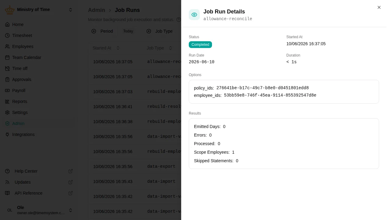 Job run details