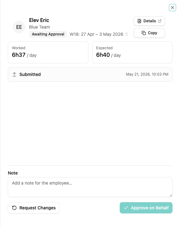 Timesheet detail with flex block