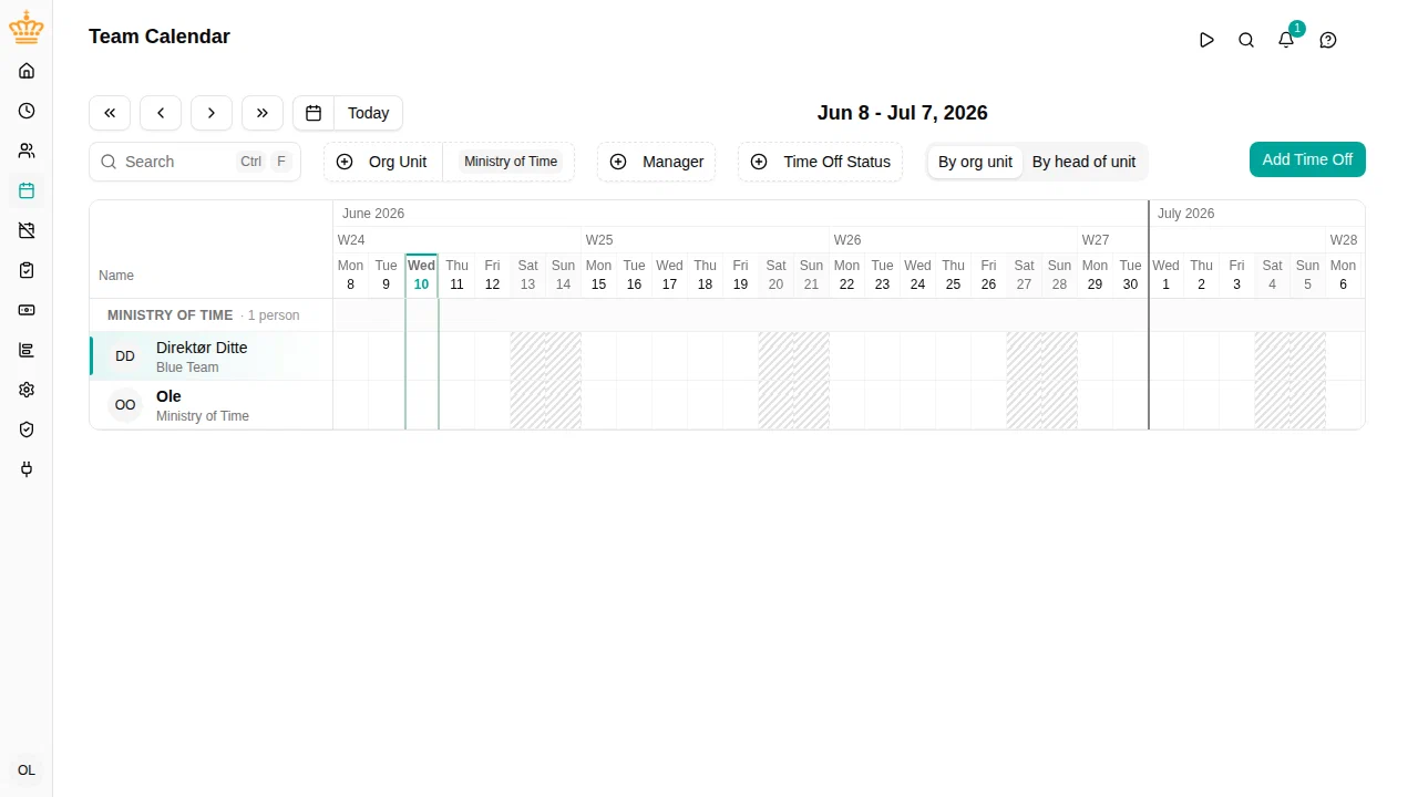 Team calendar with timeline view