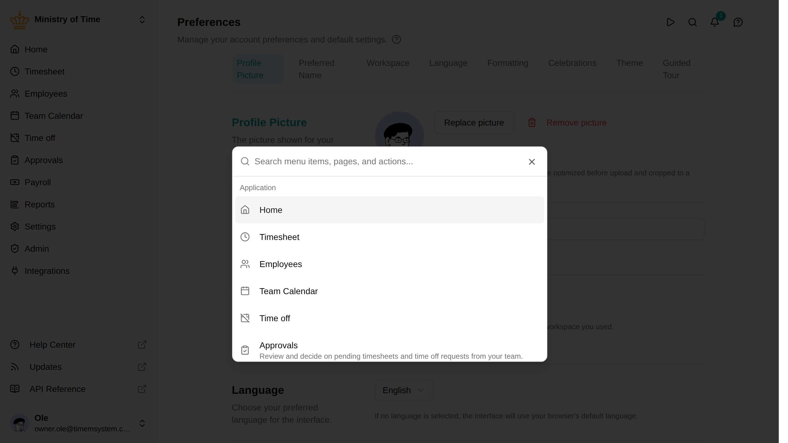 Command menu
