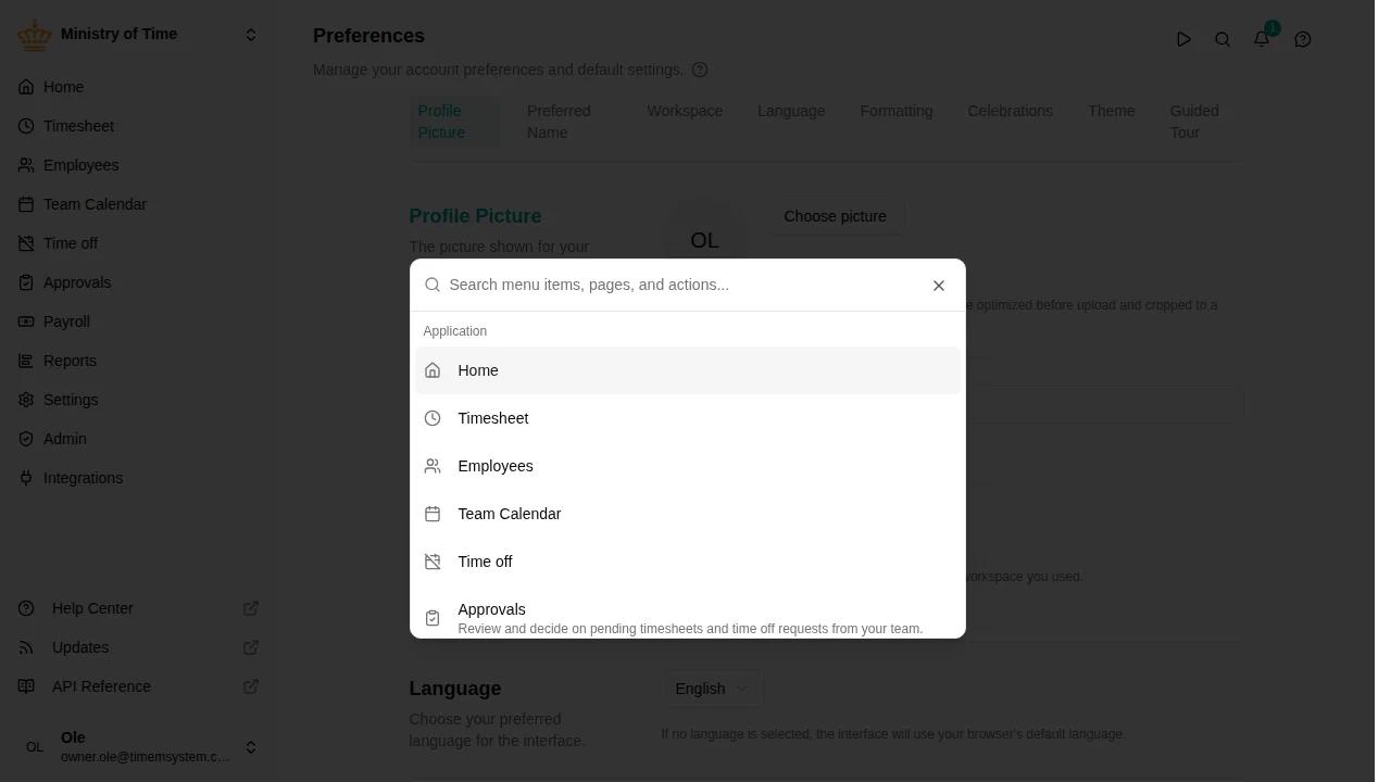 Command menu