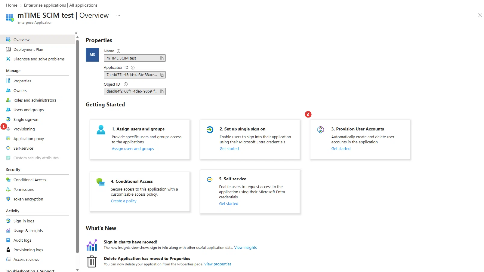 Applikationens Overview — Provisioning i menuen åbner provisioneringspanelet