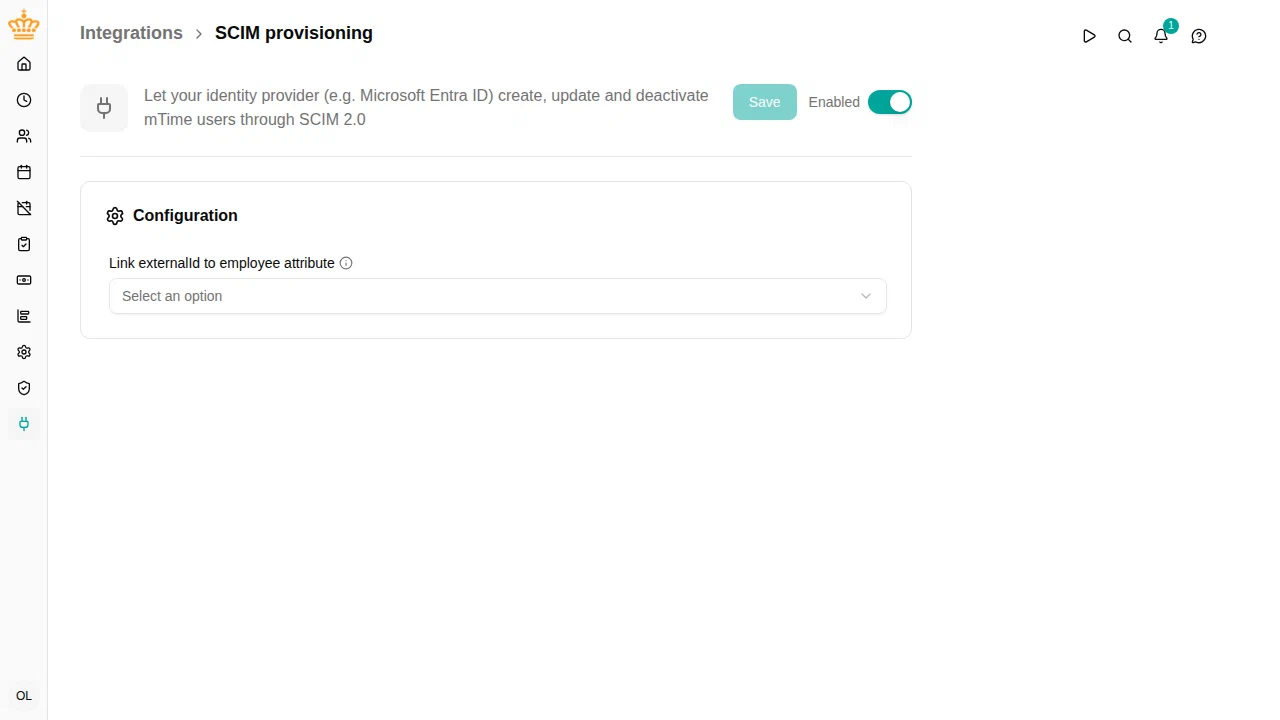 The SCIM provisioning integration turned on