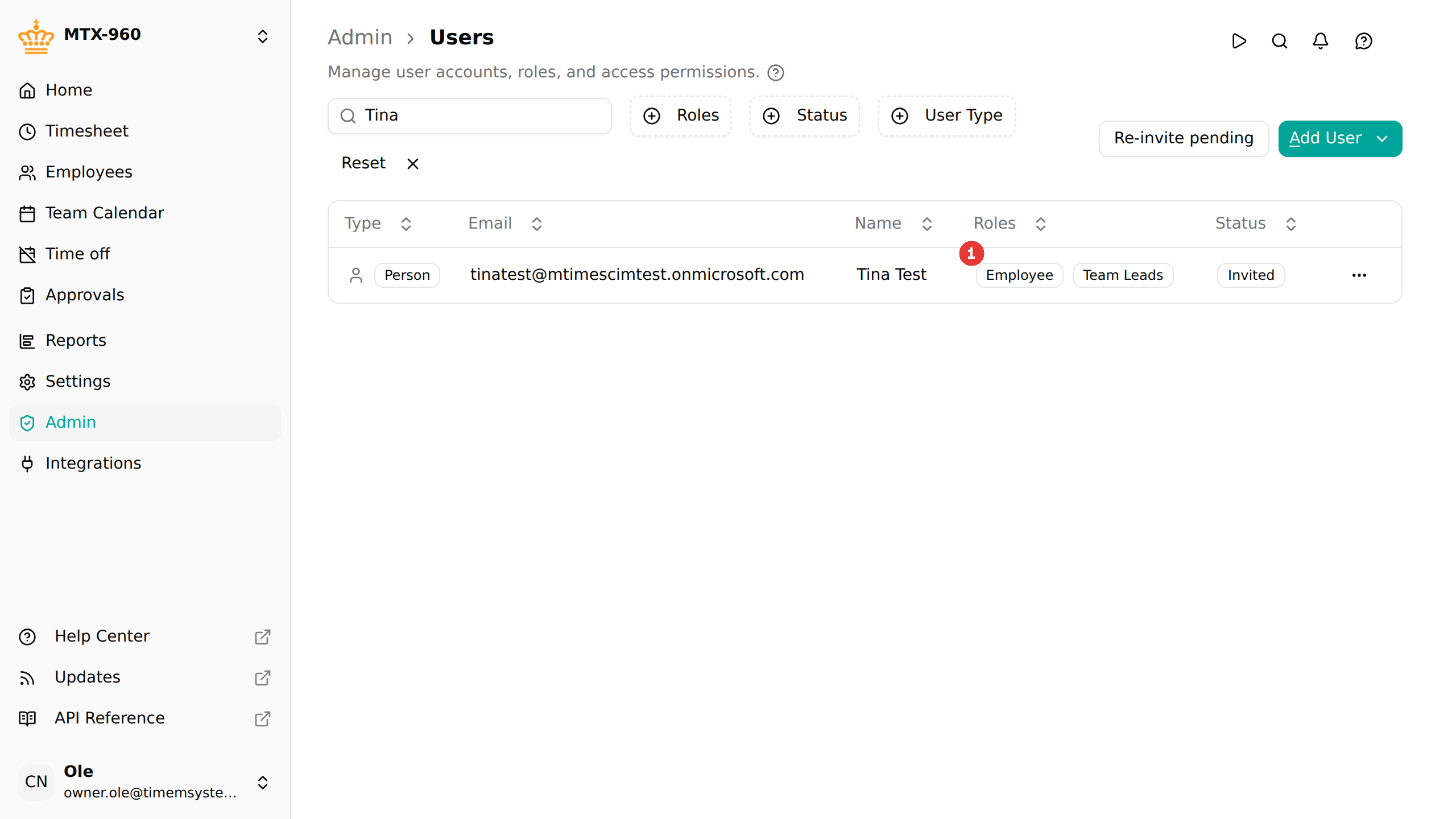 The provisioned user holding the group's role