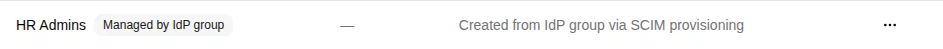 A role linked to an IdP group on the Roles page