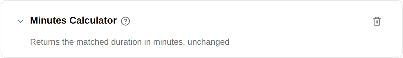 Minutes calculator configuration