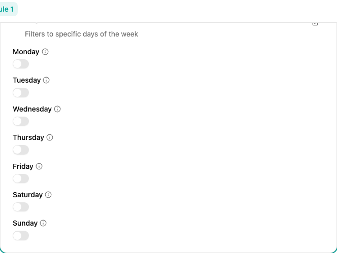 Day of Week filter configuration