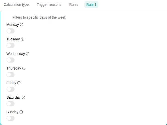 Day of Week filter configuration