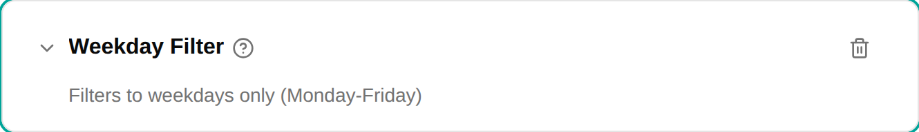 Weekday filter configuration