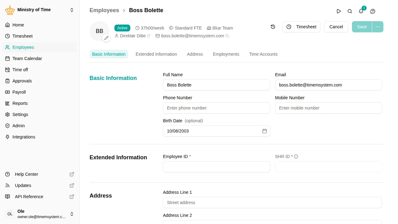 Custom attributes in employee form