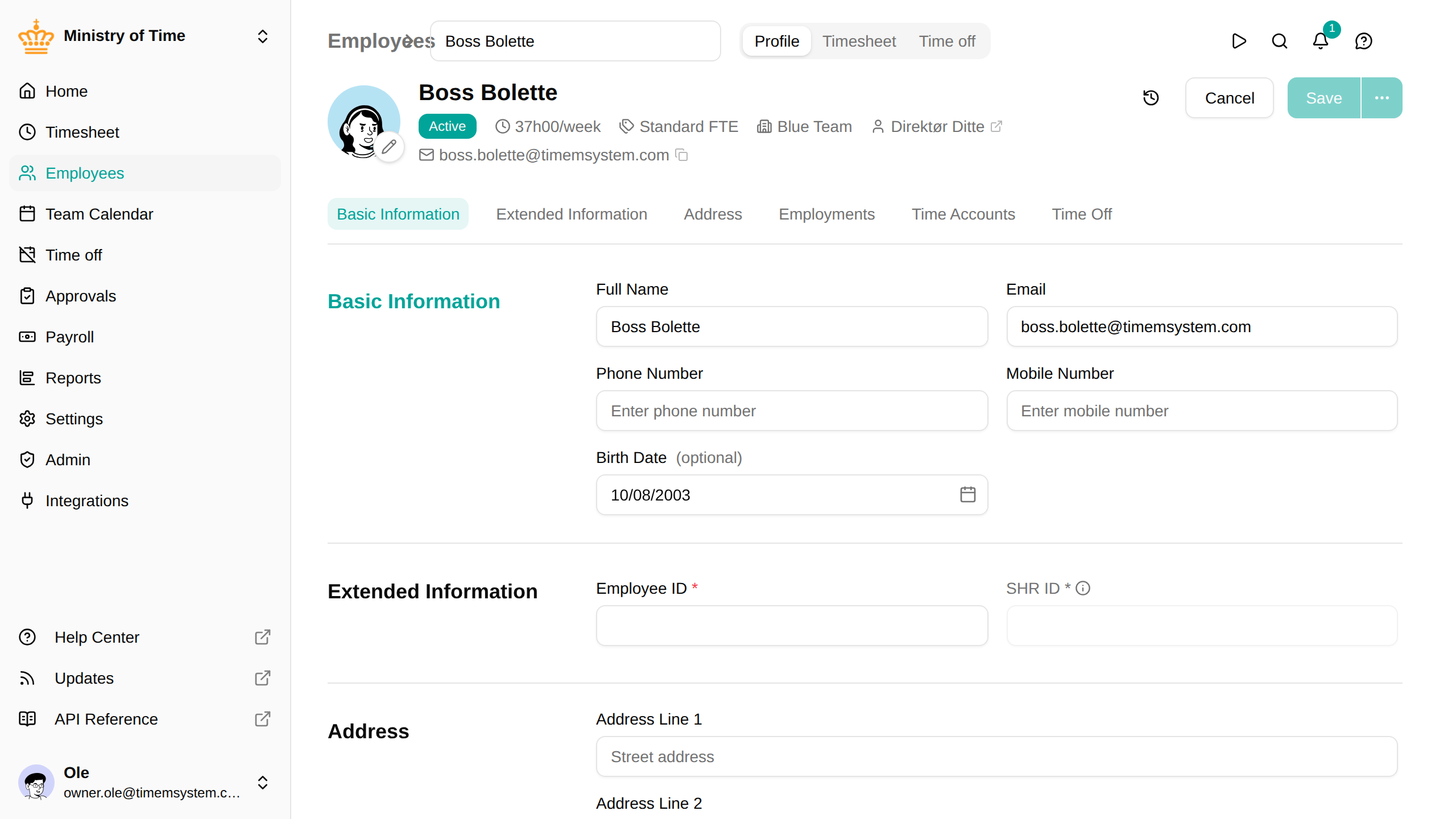 Custom attributes in employee form