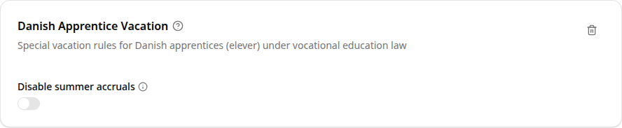 Danish Apprentice Vacation plugin configuration