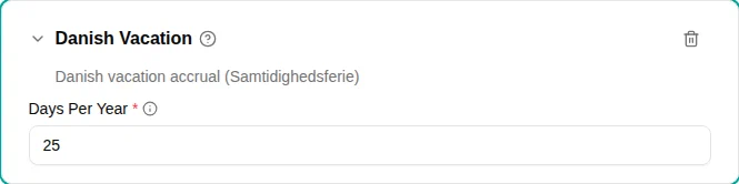 Danish vacation plugin configuration