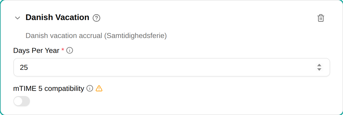 Danish vacation plugin configuration