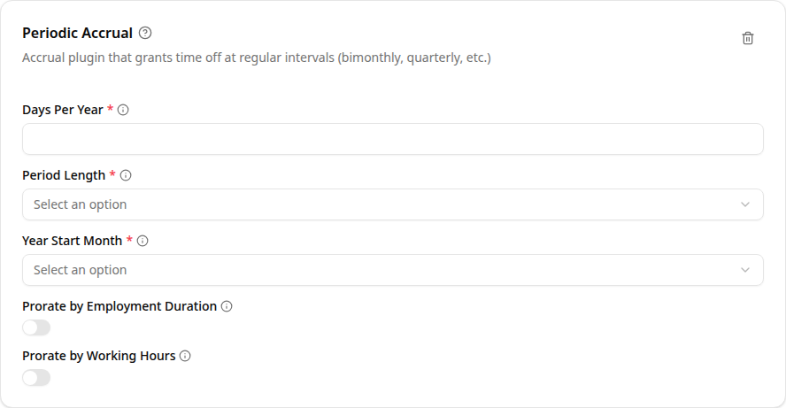 Periodic Accrual plugin configuration